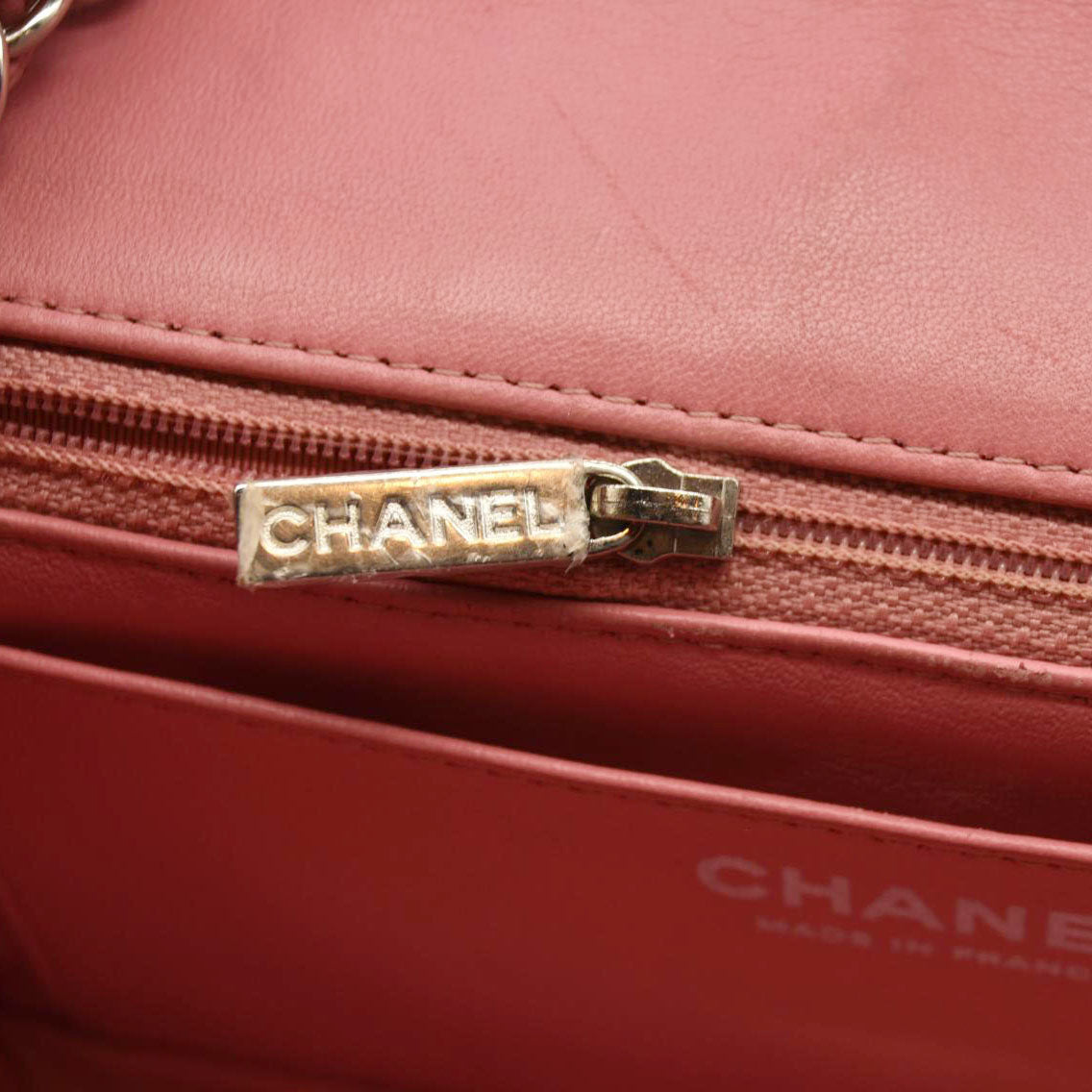 Chanel  Lambskin Quilted Mini Rectangular Flap Pink 18*