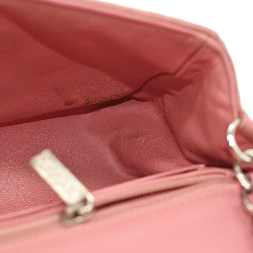 Chanel  Lambskin Quilted Mini Rectangular Flap Pink 18*