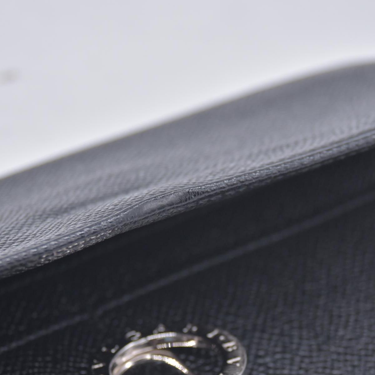$790 BVLGARI Leather Bifold Long Wallet Black CONSIGNMENT 10021048