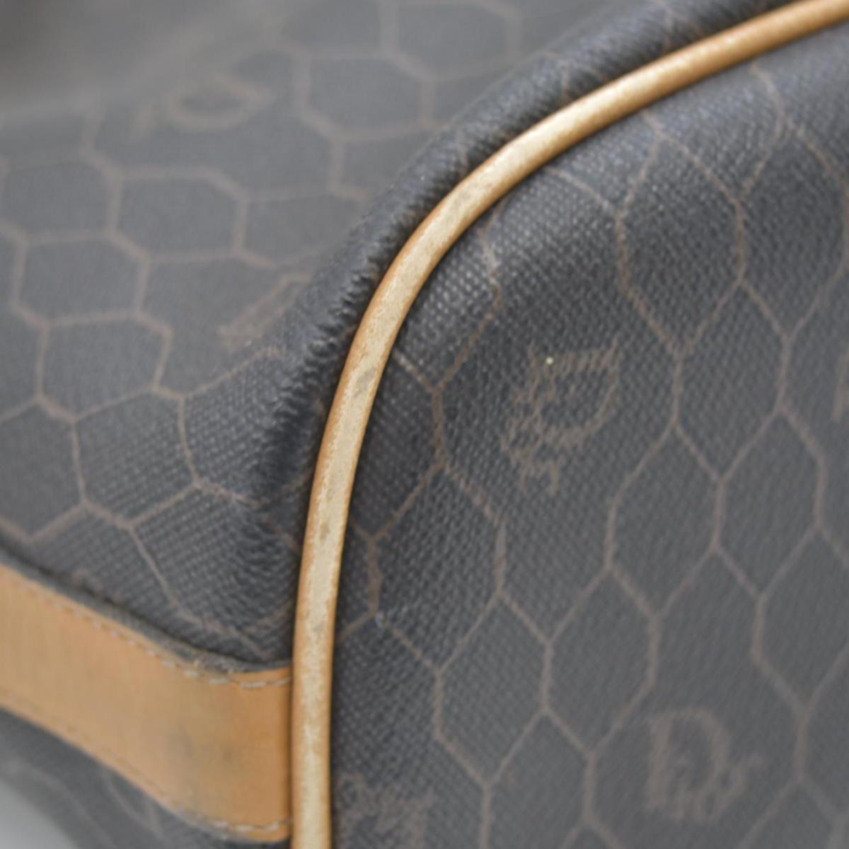 $1150 Christian Dior Vintage Coated Canvas Honeycomb Bucket Bag Tan Brown CONSIGNMENT