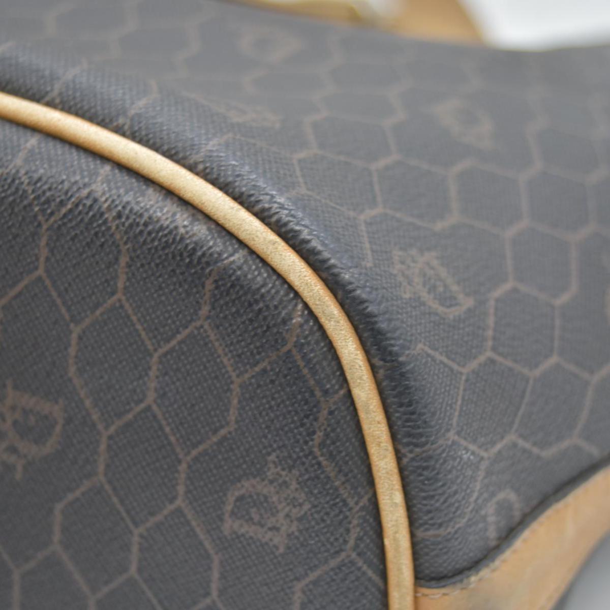 $1150 Christian Dior Vintage Coated Canvas Honeycomb Bucket Bag Tan Brown CONSIGNMENT