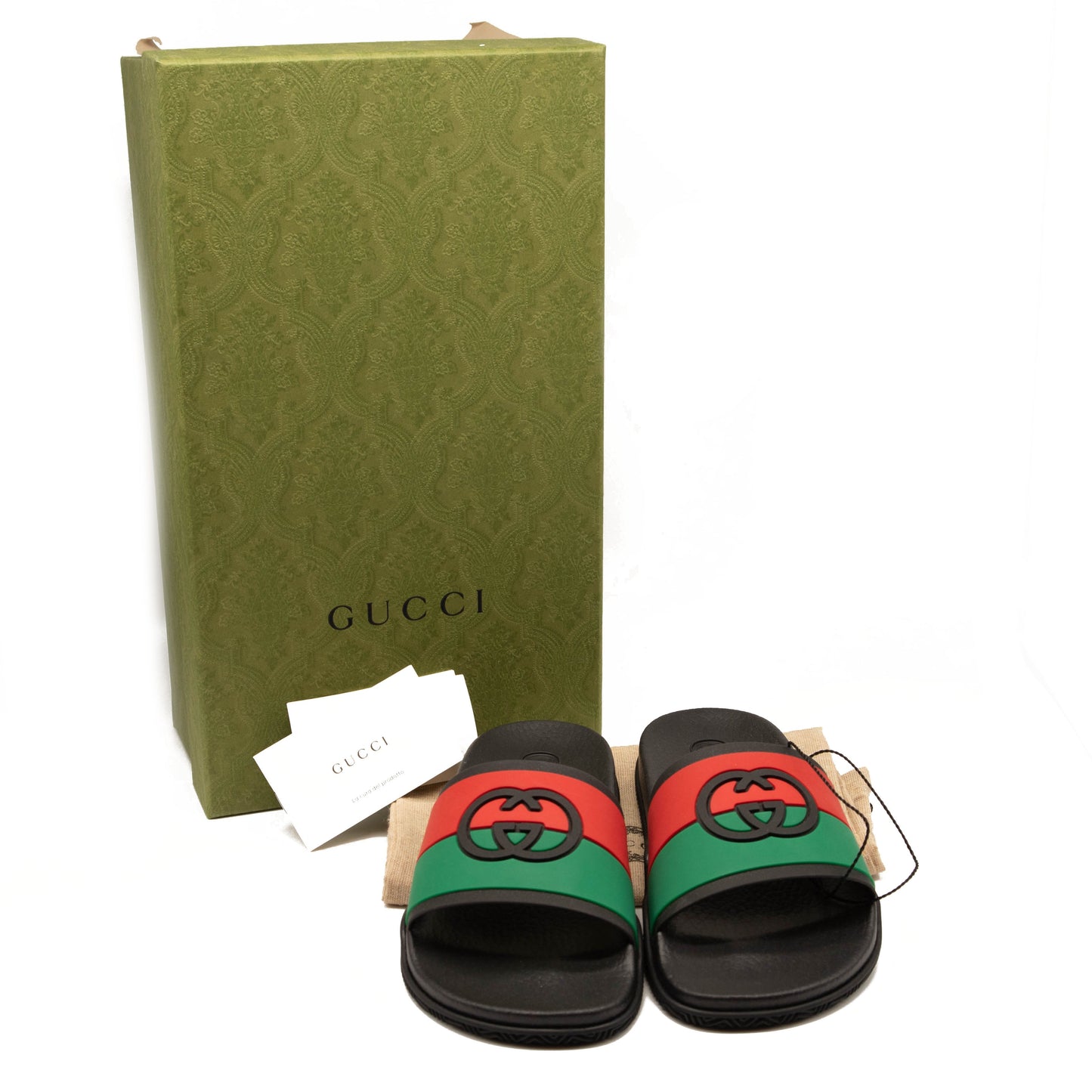 NEW Gucci Pursuit GG Logo Slide Sandal (Women) EU 35 Black Green Red with Box