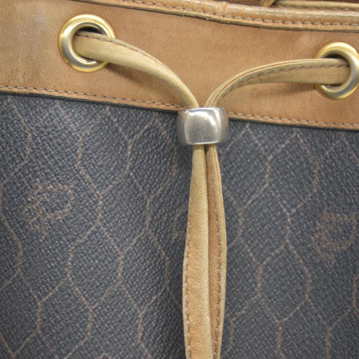 $1150 Christian Dior Vintage Coated Canvas Honeycomb Bucket Bag Tan Brown CONSIGNMENT