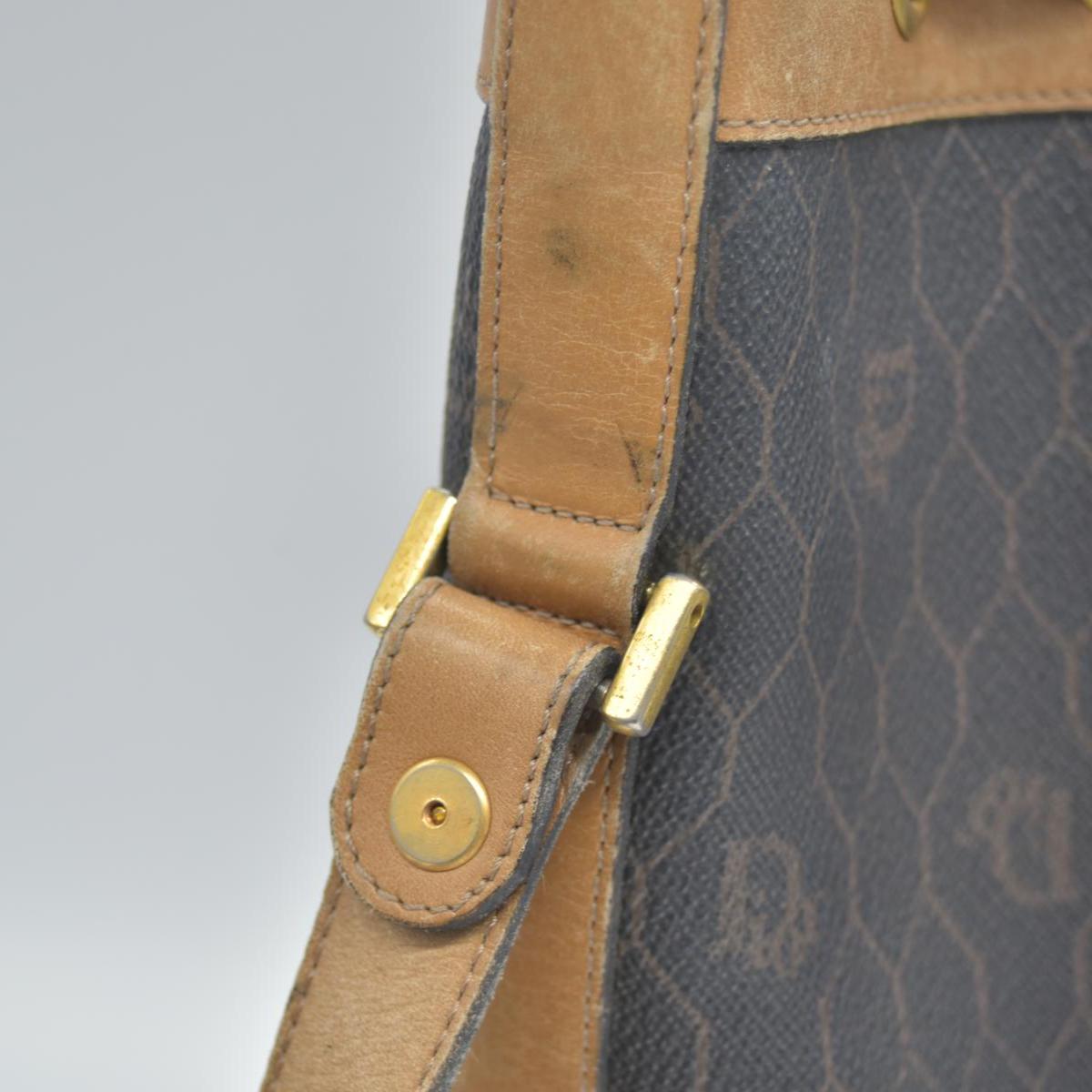 $1150 Christian Dior Vintage Coated Canvas Honeycomb Bucket Bag Tan Brown CONSIGNMENT