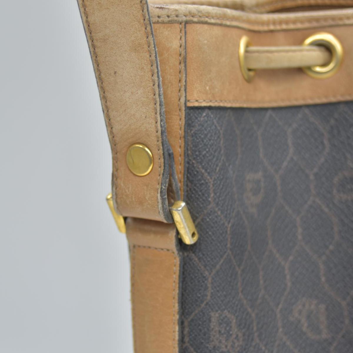 $1150 Christian Dior Vintage Coated Canvas Honeycomb Bucket Bag Tan Brown CONSIGNMENT