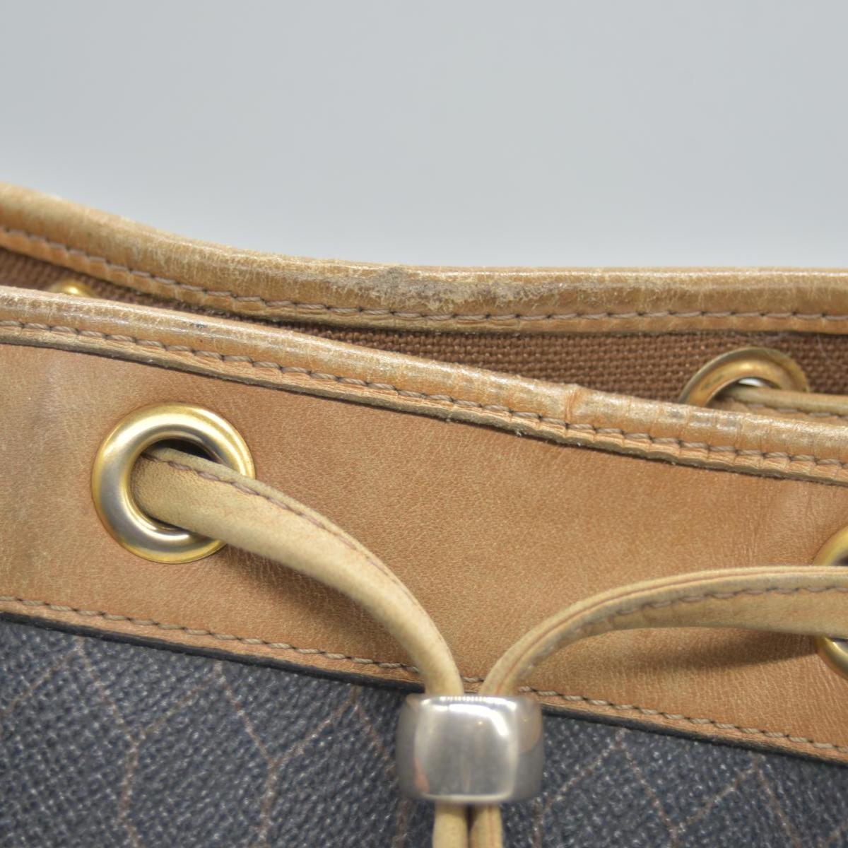 $1150 Christian Dior Vintage Coated Canvas Honeycomb Bucket Bag Tan Brown CONSIGNMENT