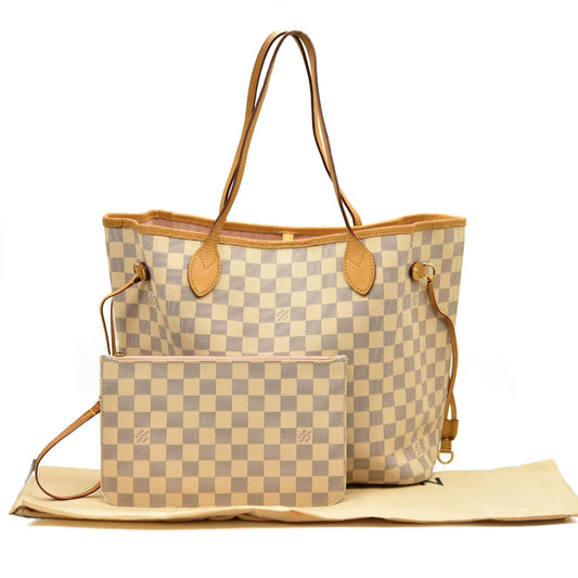 Louis Vuitton  Damier Azur Neo Neverfull MM Rose Ballerine SR2166
