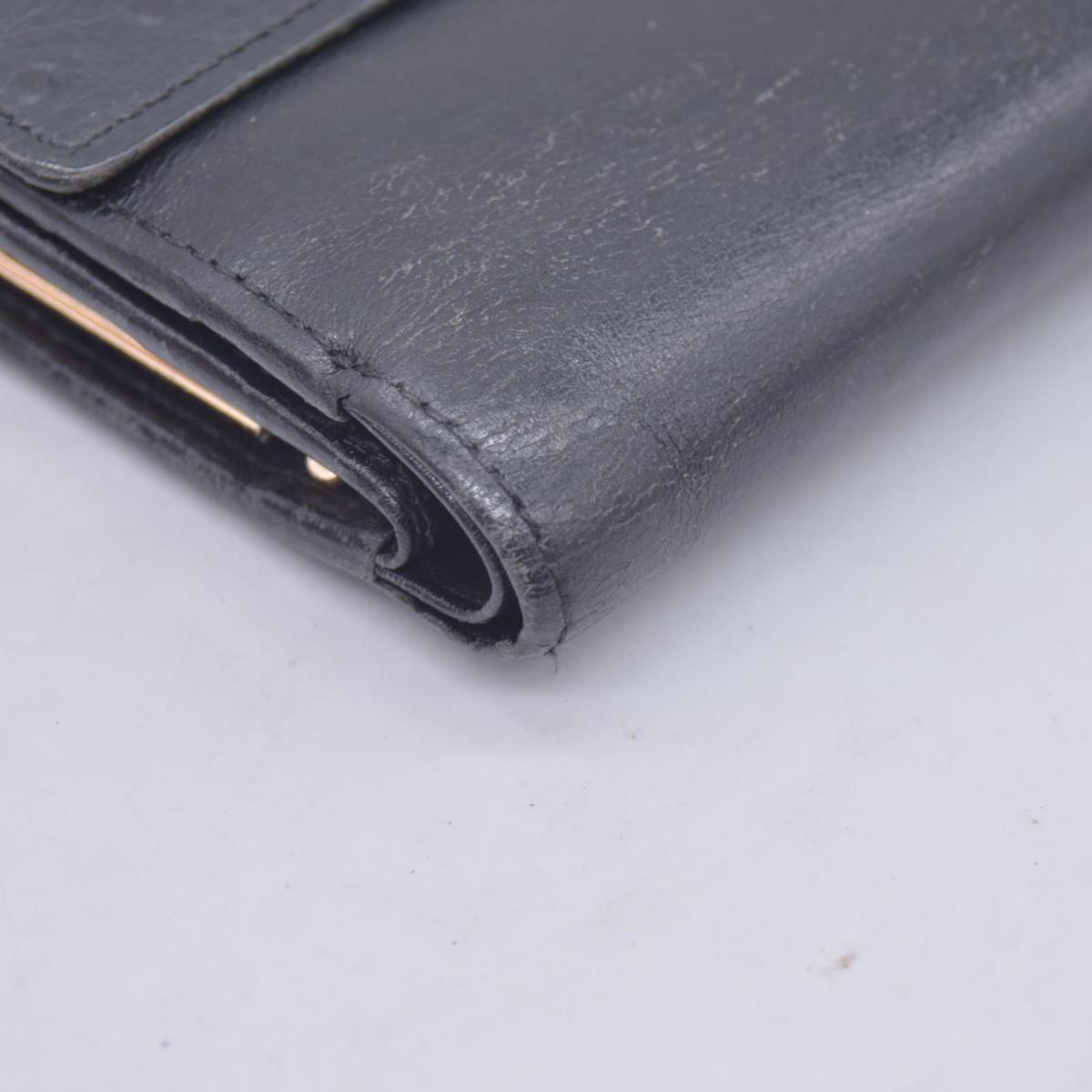 $590 Givenchy Black Ostrich-Effect Leather Clasp Wallet  CONSIGNMENT 10021039