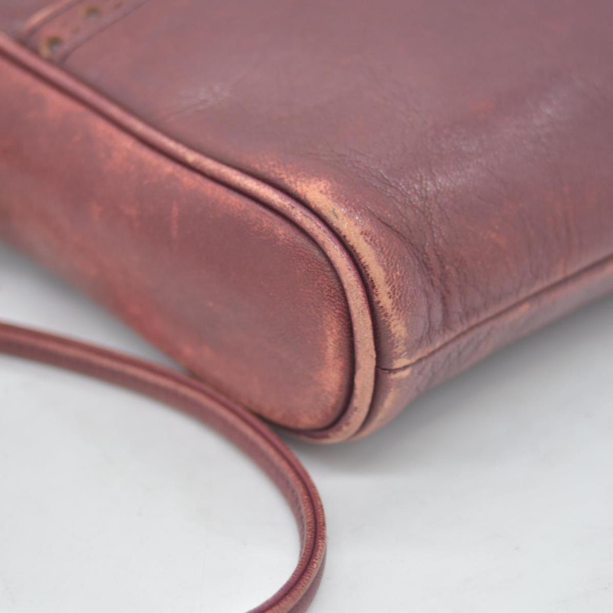 $1250 Christian Dior Vintage Smooth Leather Brogue Round Logo Camera Bag Burgundy CONSIGNMENT