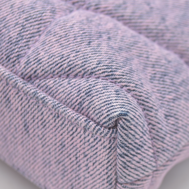 2022 $1000 Saint Laurent Denim Quilted Loulou Puffer Monogram Pouch Clutch Bleached Lilac