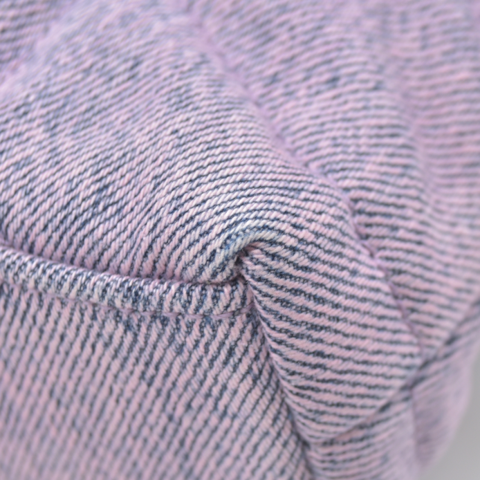2022 $1000 Saint Laurent Denim Quilted Loulou Puffer Monogram Pouch Clutch Bleached Lilac