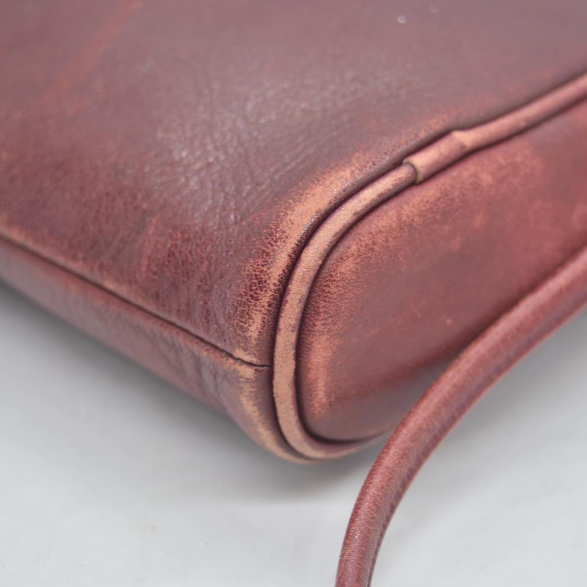 $1250 Christian Dior Vintage Smooth Leather Brogue Round Logo Camera Bag Burgundy CONSIGNMENT