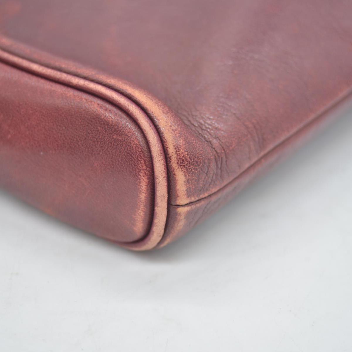 $1250 Christian Dior Vintage Smooth Leather Brogue Round Logo Camera Bag Burgundy CONSIGNMENT