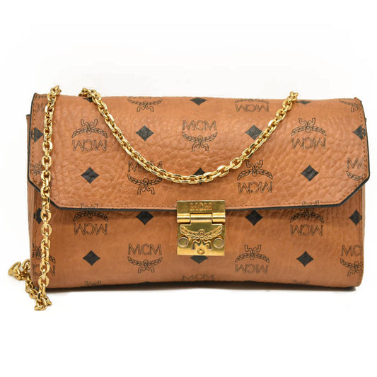 MCM  Visetos Small Millie Crossbody Bag Cognac