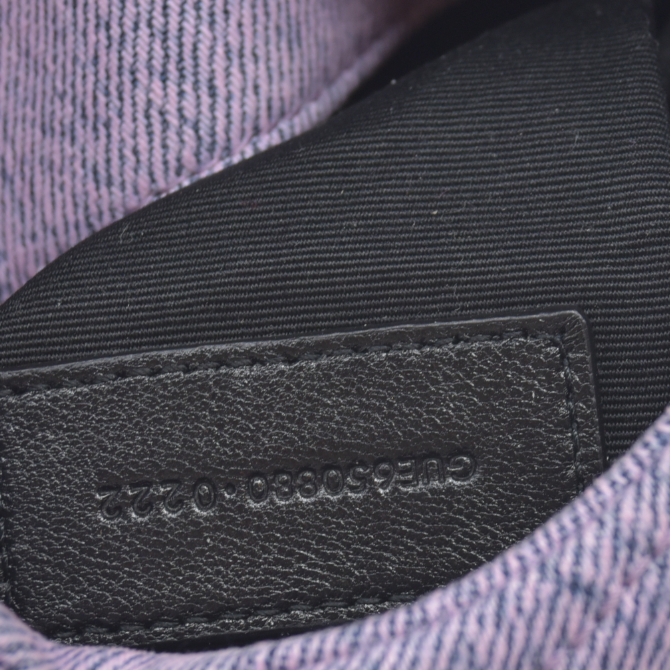 2022 $1000 Saint Laurent Denim Quilted Loulou Puffer Monogram Pouch Clutch Bleached Lilac