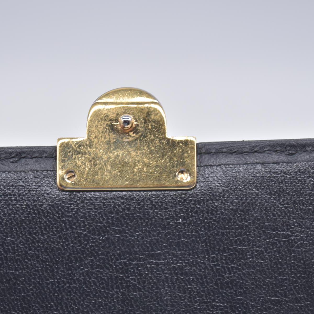 $590 Givenchy Black Ostrich-Effect Leather Clasp Wallet  CONSIGNMENT 10021039