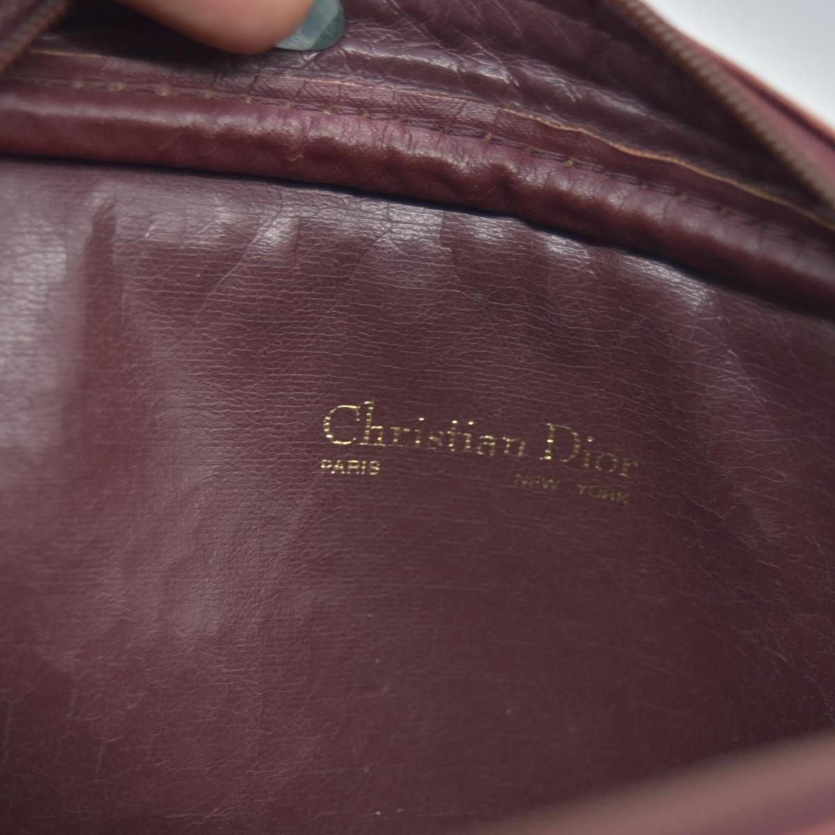 $1250 Christian Dior Vintage Smooth Leather Brogue Round Logo Camera Bag Burgundy CONSIGNMENT