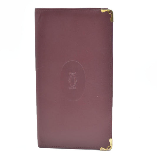 Must de Cartier Leather Bifold Long Wallet Bordeaux