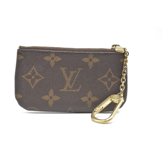 AUCTION $345 Louis Vuitton Monogram Pochette Cles Wallet Coin Purse Brown Made In USA SD21