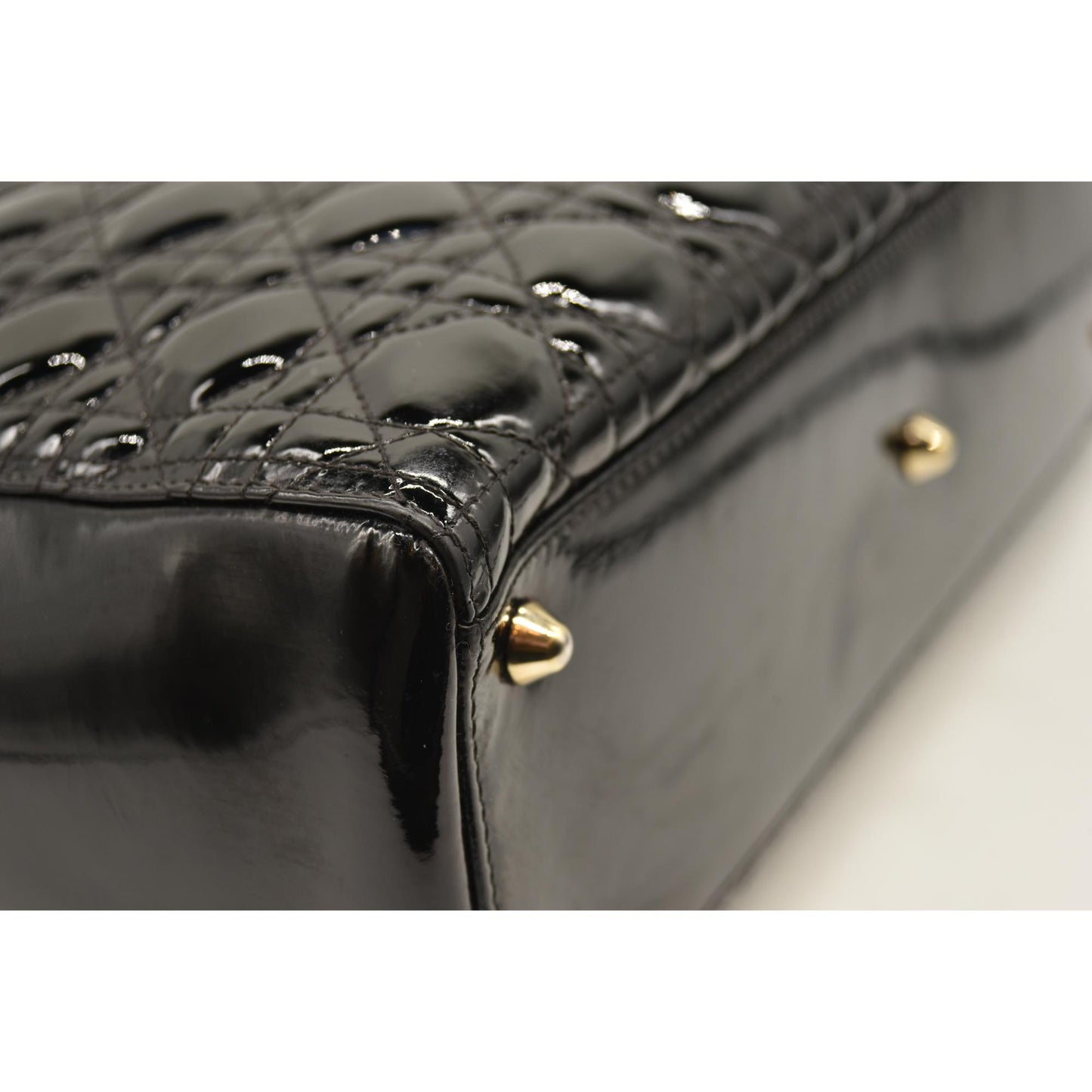 Christian Dior  Crinkled Patent Cannage Large Lady Dior Black