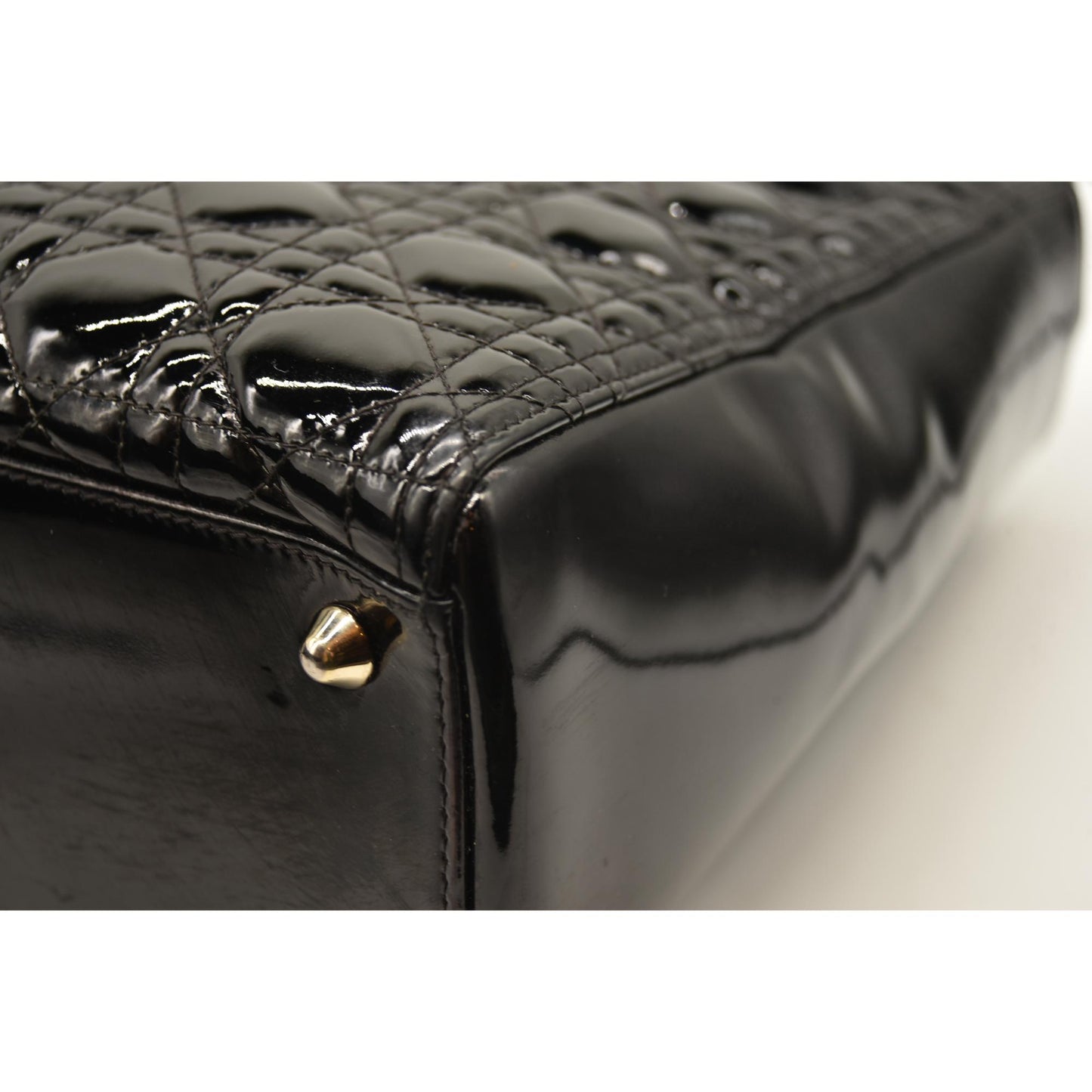 Christian Dior  Crinkled Patent Cannage Large Lady Dior Black