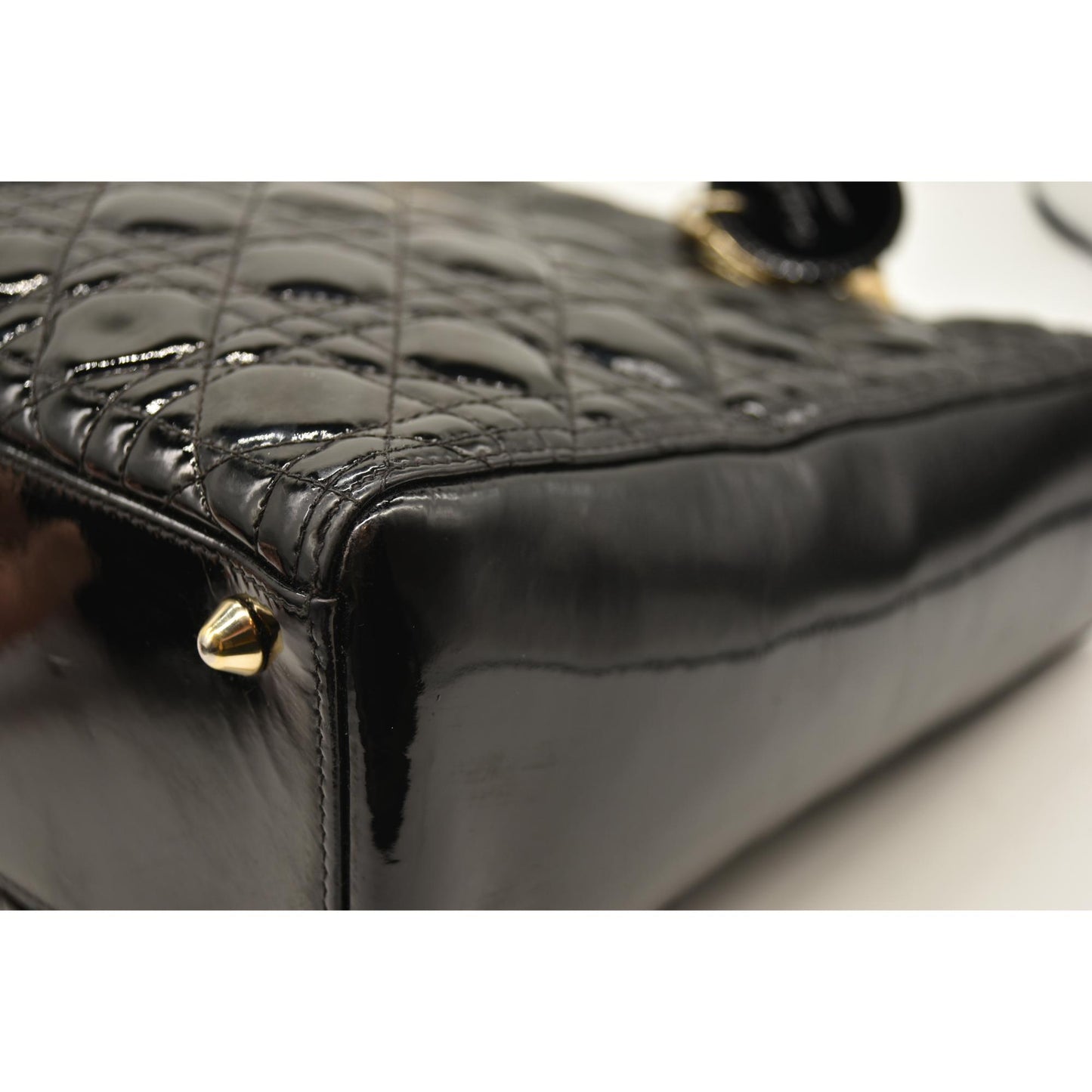 Christian Dior  Crinkled Patent Cannage Large Lady Dior Black