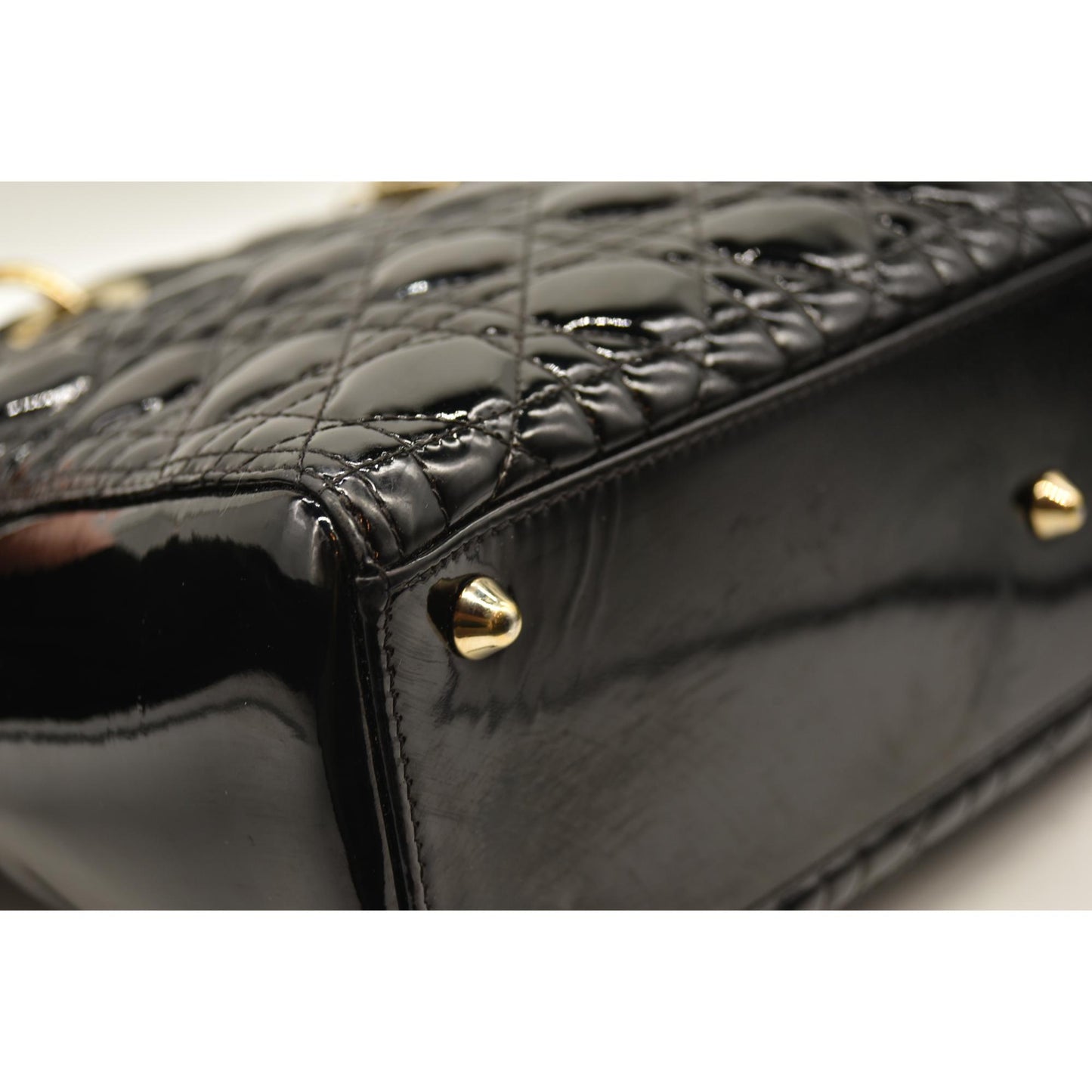 Christian Dior  Crinkled Patent Cannage Large Lady Dior Black