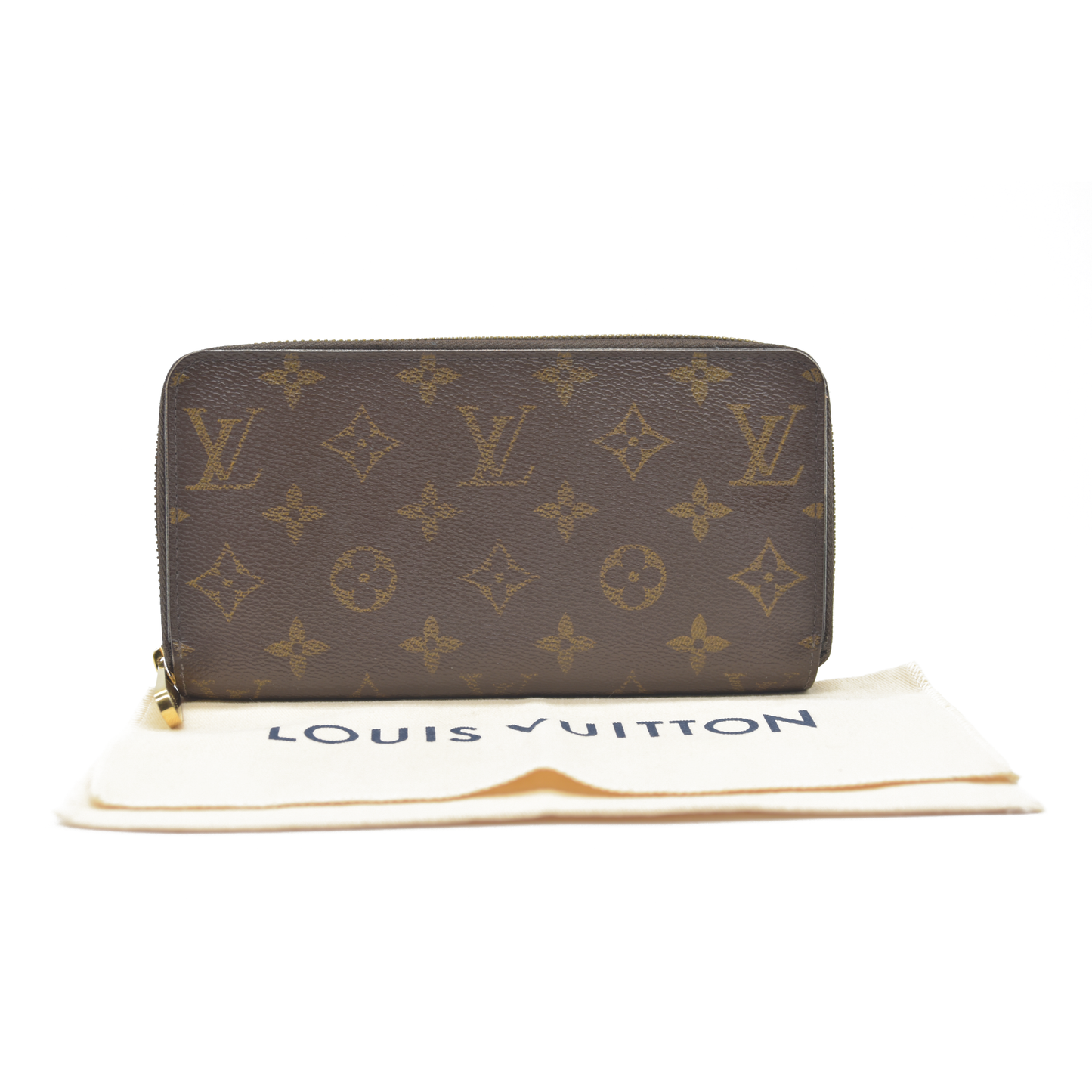 $915 2015 Louis Vuitton Monogram Zippy Zip Around Long Wallet Purse Brown CA5105