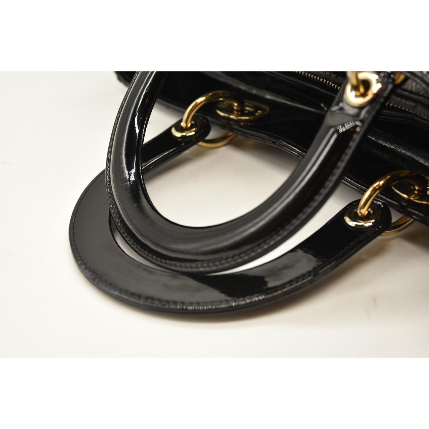 Christian Dior  Crinkled Patent Cannage Large Lady Dior Black