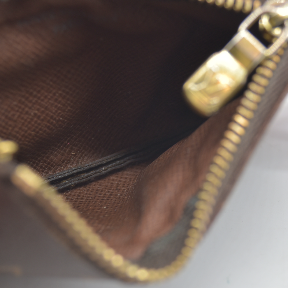 AUCTION $345 Louis Vuitton Monogram Pochette Cles Wallet Coin Purse Brown Made In USA SD21