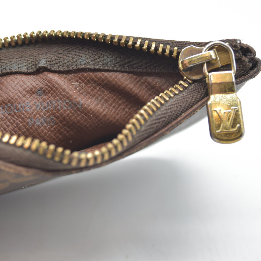 AUCTION $345 Louis Vuitton Monogram Pochette Cles Wallet Coin Purse Brown Made In USA SD21