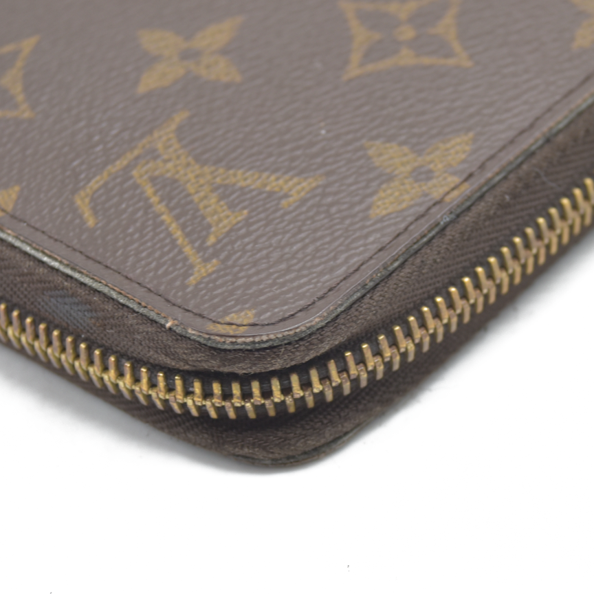 $915 2015 Louis Vuitton Monogram Zippy Zip Around Long Wallet Purse Brown CA5105