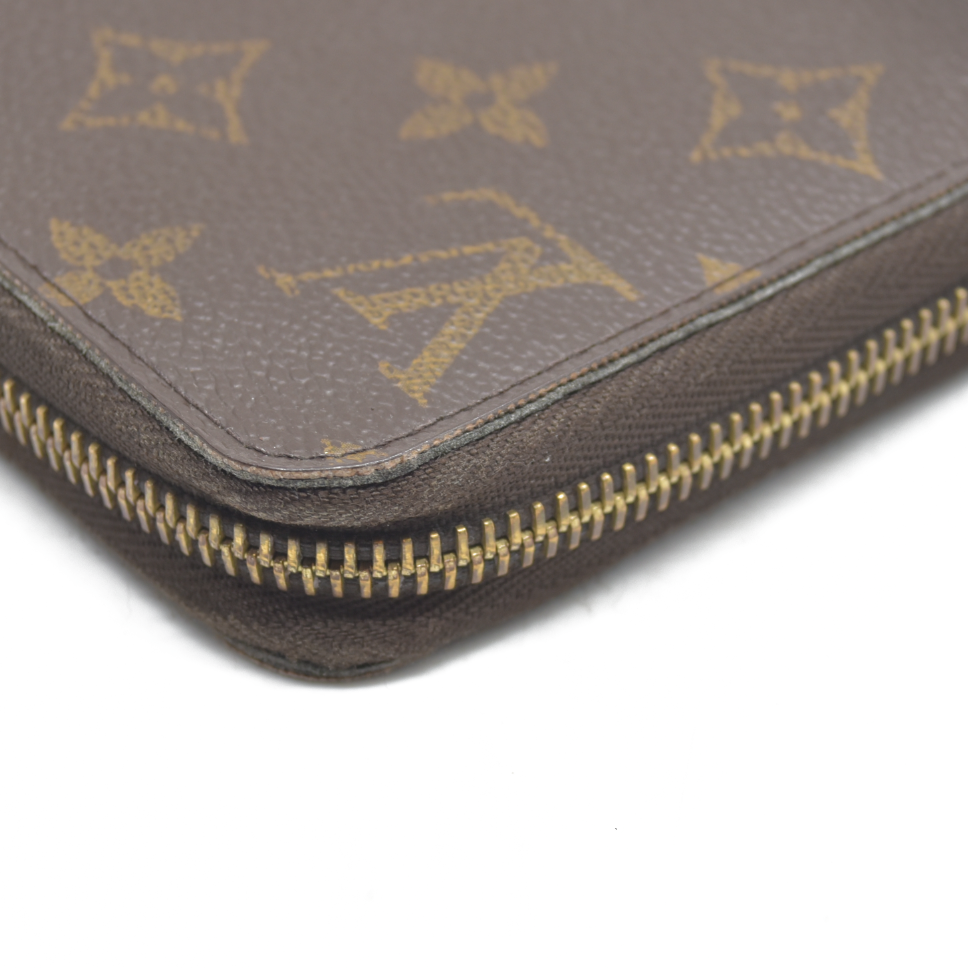 $915 2015 Louis Vuitton Monogram Zippy Zip Around Long Wallet Purse Brown CA5105