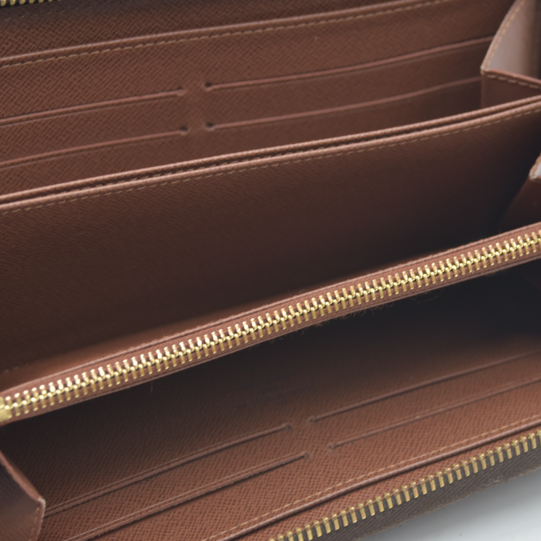 $915 2015 Louis Vuitton Monogram Zippy Zip Around Long Wallet Purse Brown CA5105