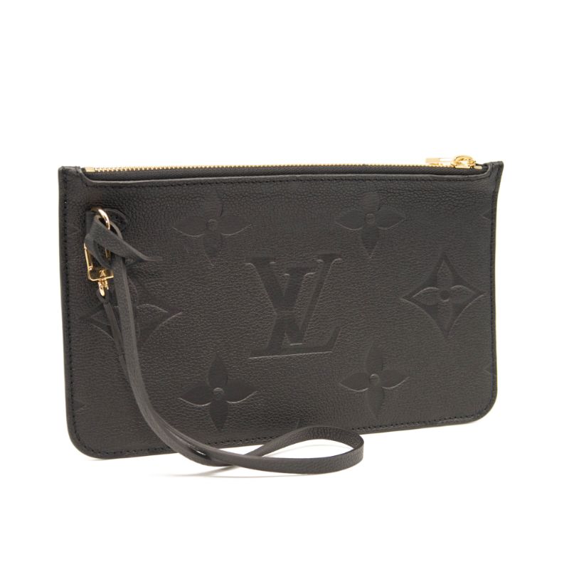 LOUIS VUITTON Empreinte Monogram Giant Neverfull MM Pochette Black Wristlet Shoulder Bag