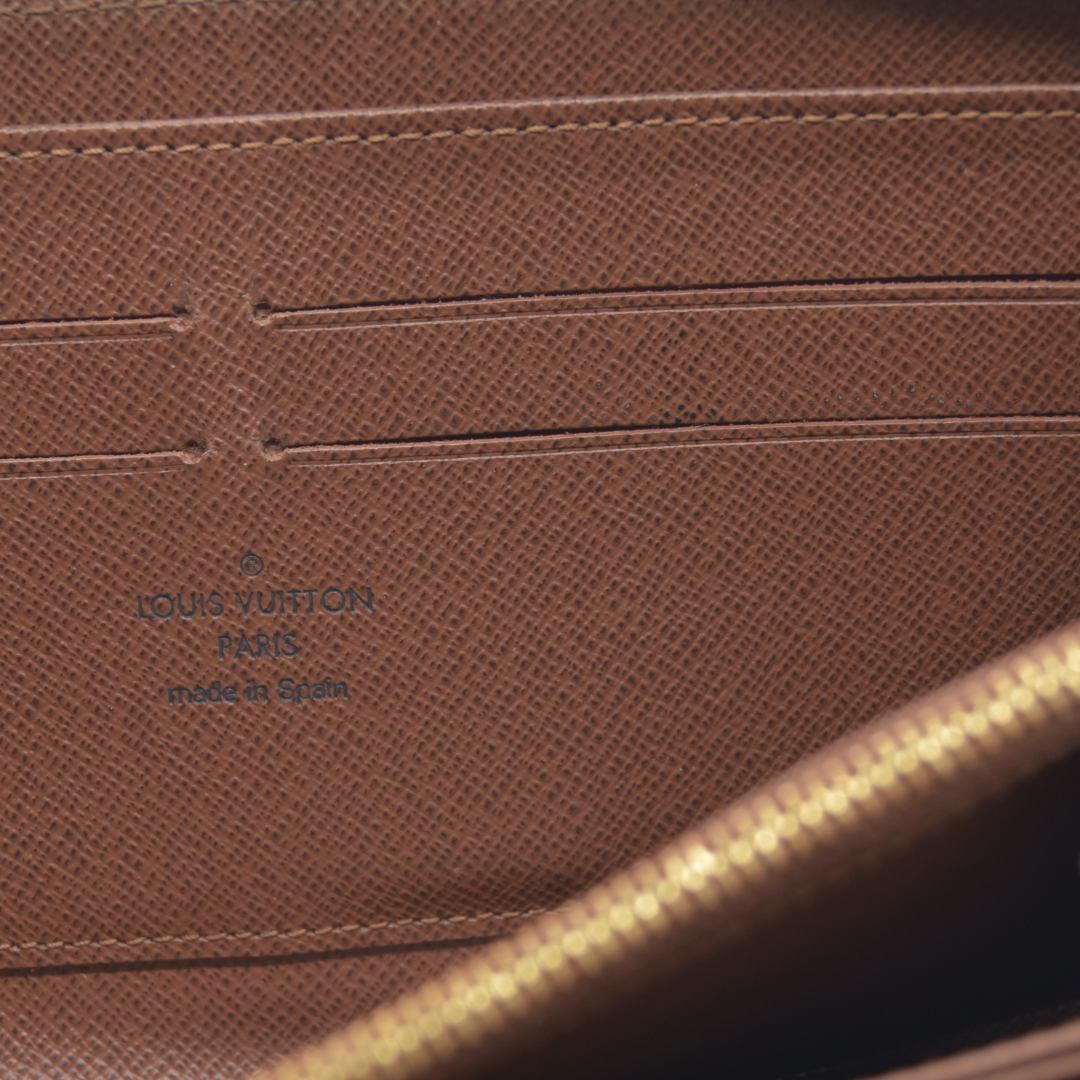 $915 2015 Louis Vuitton Monogram Zippy Zip Around Long Wallet Purse Brown CA5105