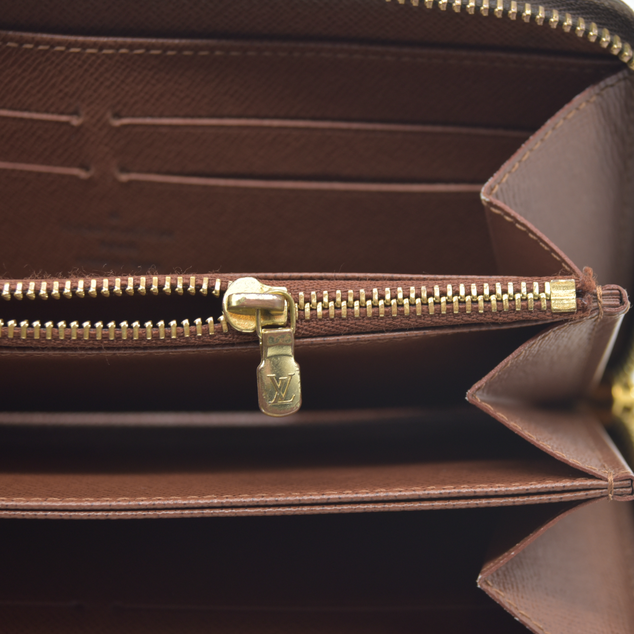 $915 2015 Louis Vuitton Monogram Zippy Zip Around Long Wallet Purse Brown CA5105