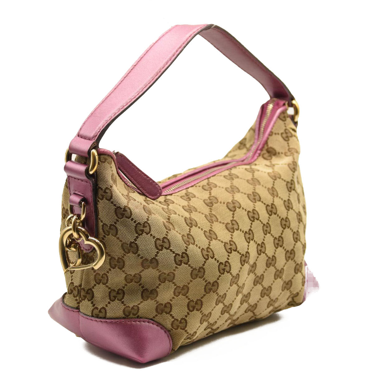 GUCCI GG Canvas Heartbit Small Hobo Bag Pink