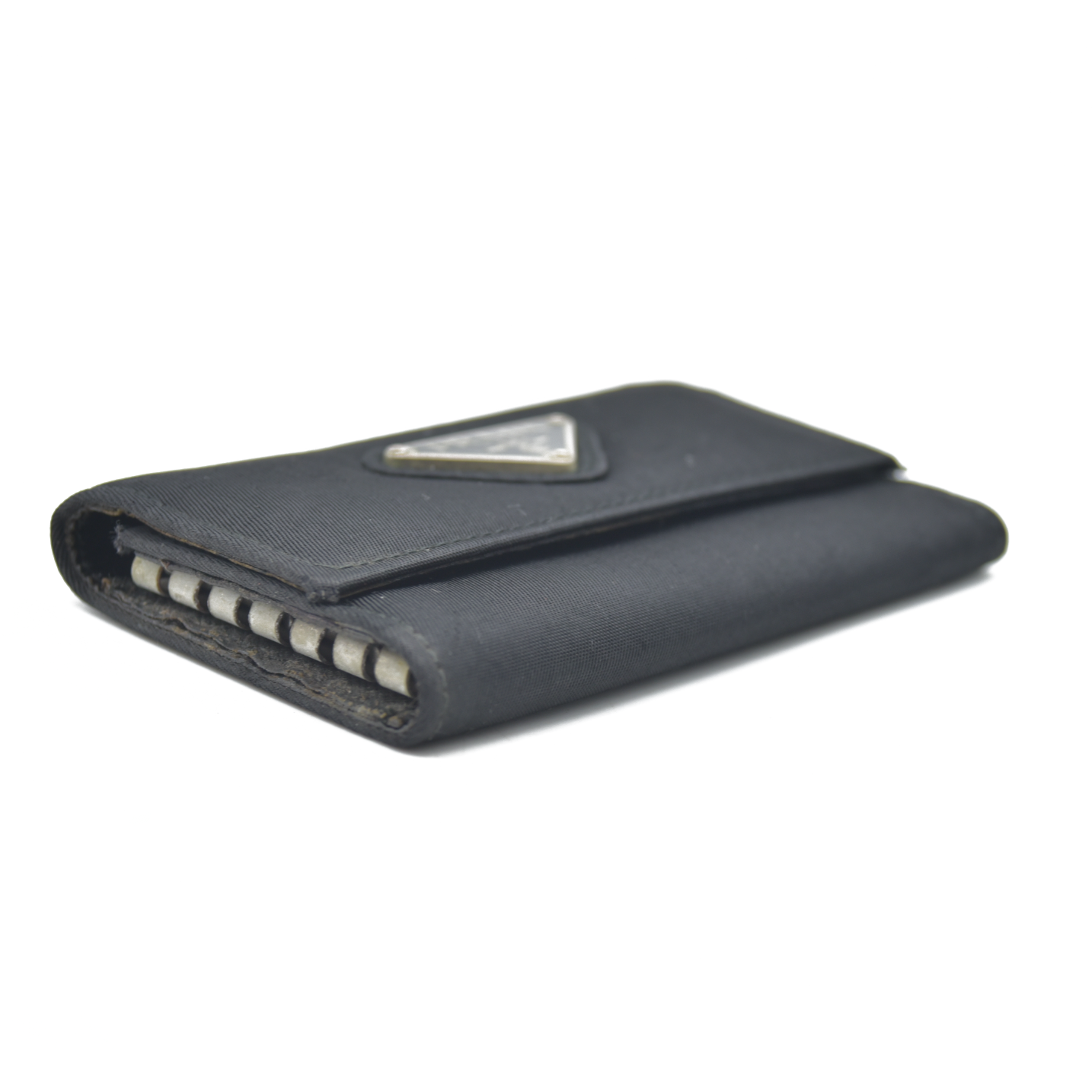 $595 Prada Tessuto Nylon 6 Key Holder Nero Black