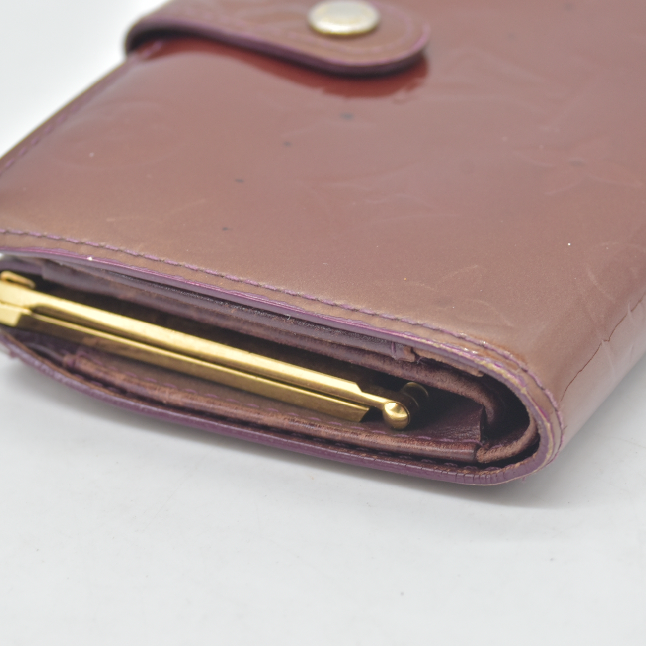 $935 2007 WELL WORN Louis Vuitton Vernis French Purse Wallet Amarante Wallet MI4037