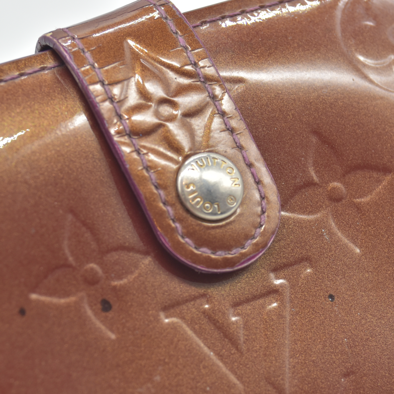 $935 2007 WELL WORN Louis Vuitton Vernis French Purse Wallet Amarante Wallet MI4037