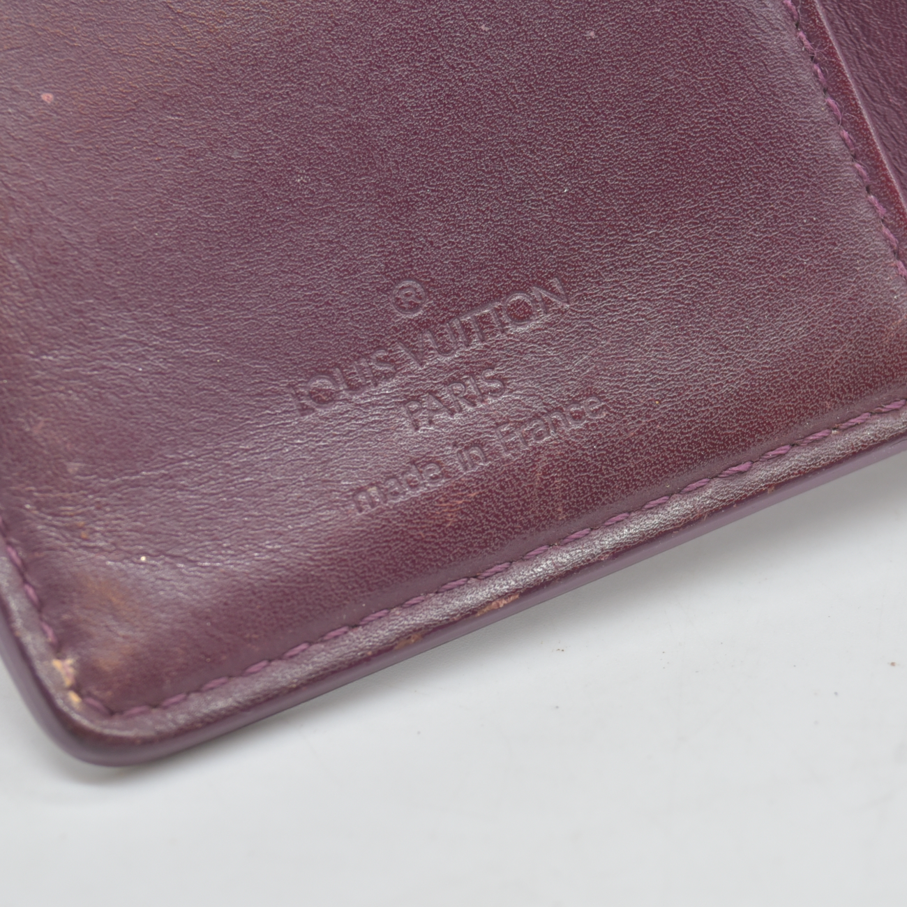 $935 2007 WELL WORN Louis Vuitton Vernis French Purse Wallet Amarante Wallet MI4037