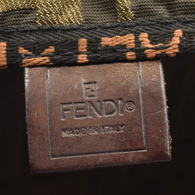 USED FENDI Vintage Zucca Folding Tote Hand Bag Nylon Leather Brown