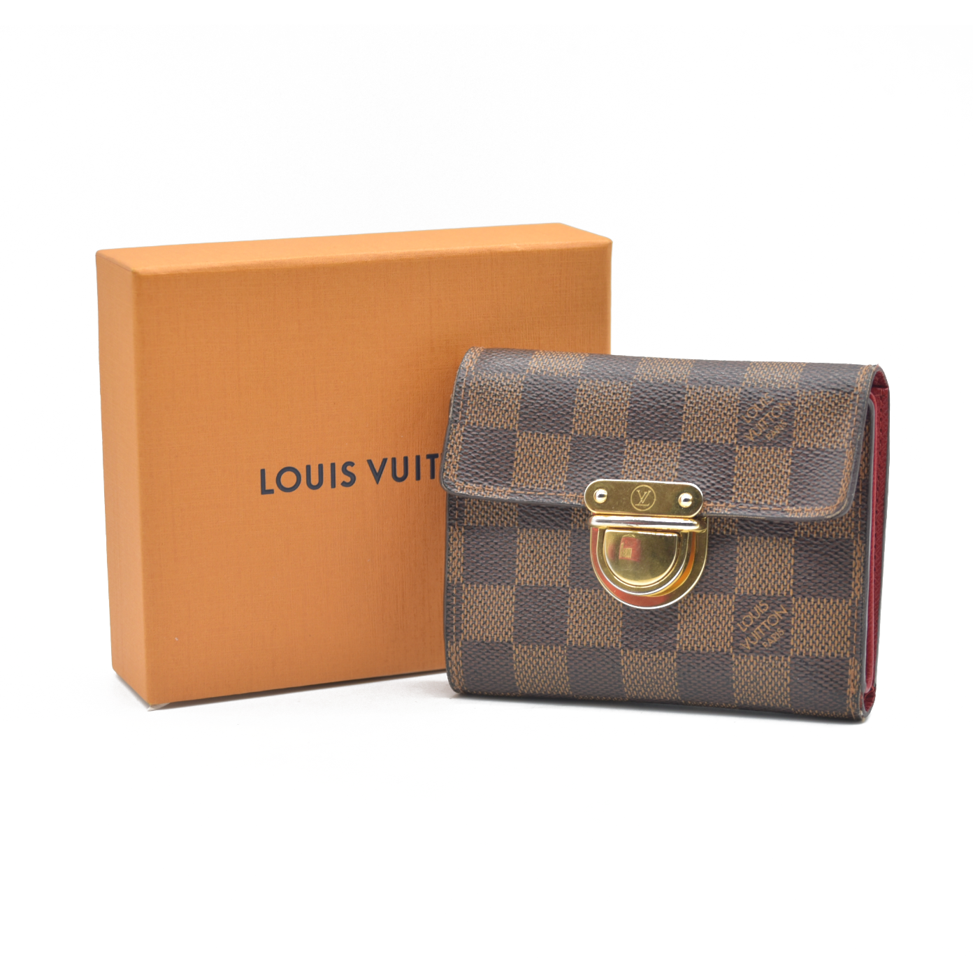 $705 CA1005 2005 Louis Vuitton Damier Ebene Koala Compact Wallet