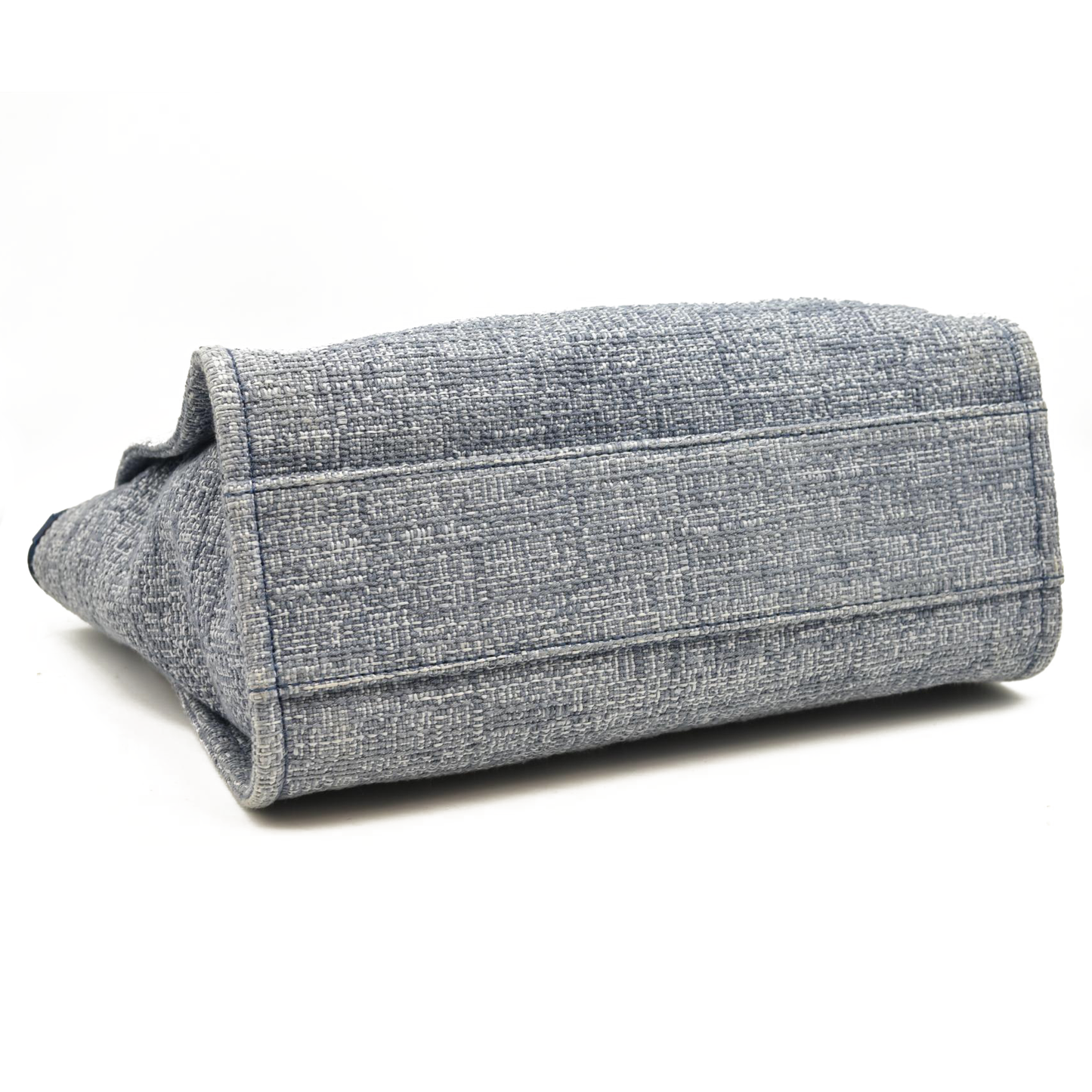 CHANEL Woven Straw Raffia Medium Deauville Tote Blue 25*