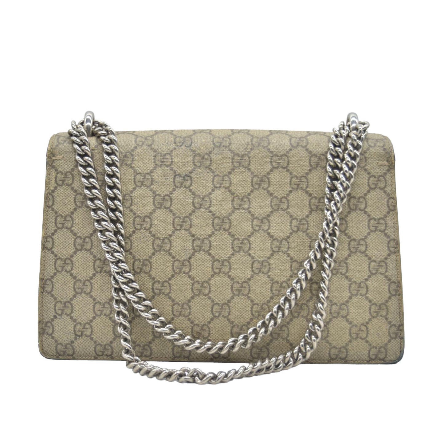 $3350 GUCCI GG Supreme Monogram Suede Small Dionysus Shoulder Bag Beige Black
