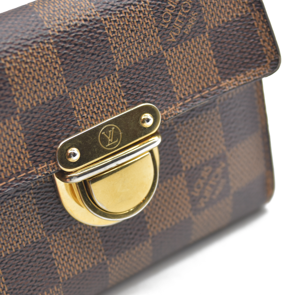 $705 CA1005 2005 Louis Vuitton Damier Ebene Koala Compact Wallet