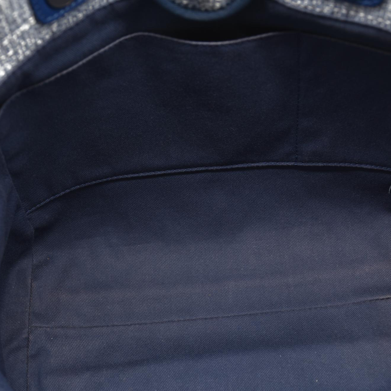 CHANEL Woven Straw Raffia Medium Deauville Tote Blue 25*