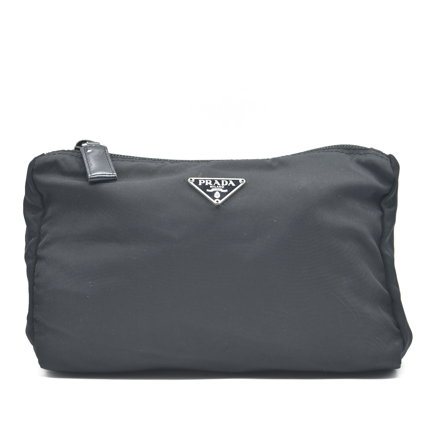 $825 Prada Black Tessuto Nylon Medium Pouch Clutch Bag