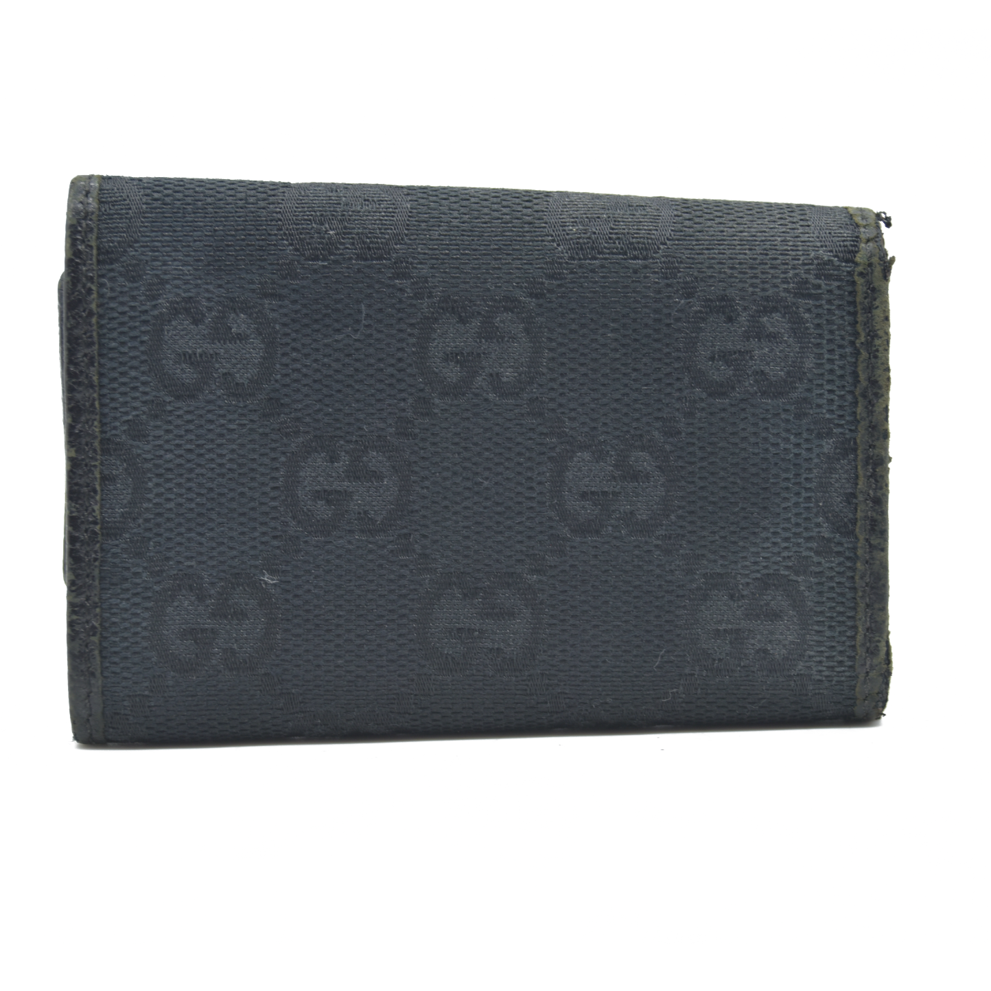 $340 Gucci Monogram Signature GG 6 Key Holder Case Black